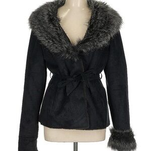Women's Black Faux Fur Trim Jacket
